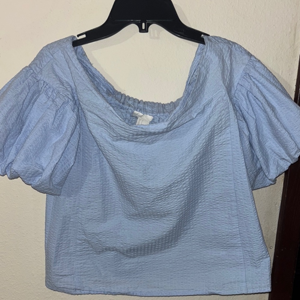 Light Blue Puff Sleeve Top